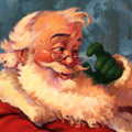 Illustration of Santa Claus checking his list